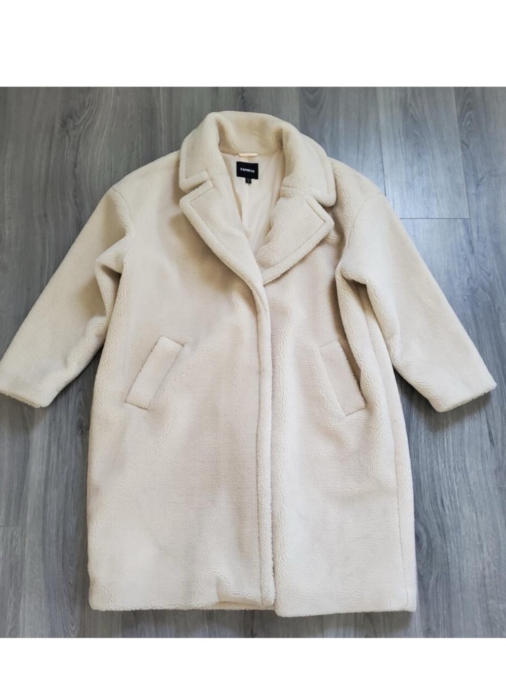 Express Cream Teddy Coat - Plush Oversized Women's Jacket